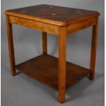 A Wooden Rectangular Topped Occasional Table with Stretcher Shelf, 59cms Wide