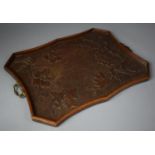 An Edwardian Carved Hardwood Tray with Floriate and Foliate Decoration, Two Brass Handles, 43.5cm