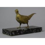 A Brass Study of Cock Pheasant on Marble Plinth, 13cm wide
