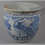 A Chinese Blue and White Fish Bowl Decorated with Birds and Flowers, 31cm Diameter and 28cm high