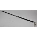 A Silver Topped Ebony Walking Cane, Monogrammed and Dated 1887, 83cm long