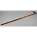 A White Metal Banded Walking Cane, 84.5cm long