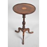 A Mahogany Inlaid Tripod Wine Table, 29.5cm Diameter and 51cm high