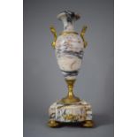 A French Ormolu Mounted Marble Vase Garniture with Lion Mask Handles, 36.5cm high