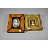 Two Framed Reproduction Miniature Prints of Maidens