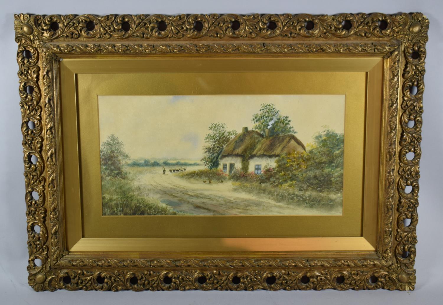 A Late 19th/Early 20th Century Gilt Mounted and Pierced Framed Watercolour, English School, Shepherd