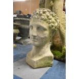 A Reconstituted Stone Garden Bust of David, 46cm high