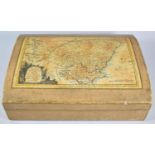 A Domed Top Work Box having Printed Map of Scotland to Hinged Lid, 40cms Wide