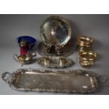 A Collection of Metalwares to include Large Rectangular Serving Tray with Moulded Floral