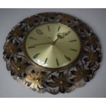 A Mid 20th Century Pierced Metal Framed Circular Wall Clock by Metamec, Battery Movement Working,