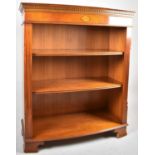 A Reproduction Bow Fronted Three Shelf Open Bookcase with Dentil Cornice, 90.5cm wide