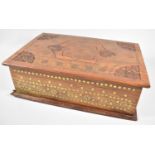 A Far Eastern Brass Inlaid Workbox with Velvet Lined Interior together with a Small Similar Example,