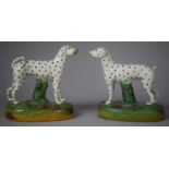 A Pair of Late 19th/Early 20th Century Staffordshire Dalmatians, One with Tail AF, 15.5cm wide