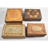 A Collection of Four Various Carved, Inlaid and Pokerwork Boxes