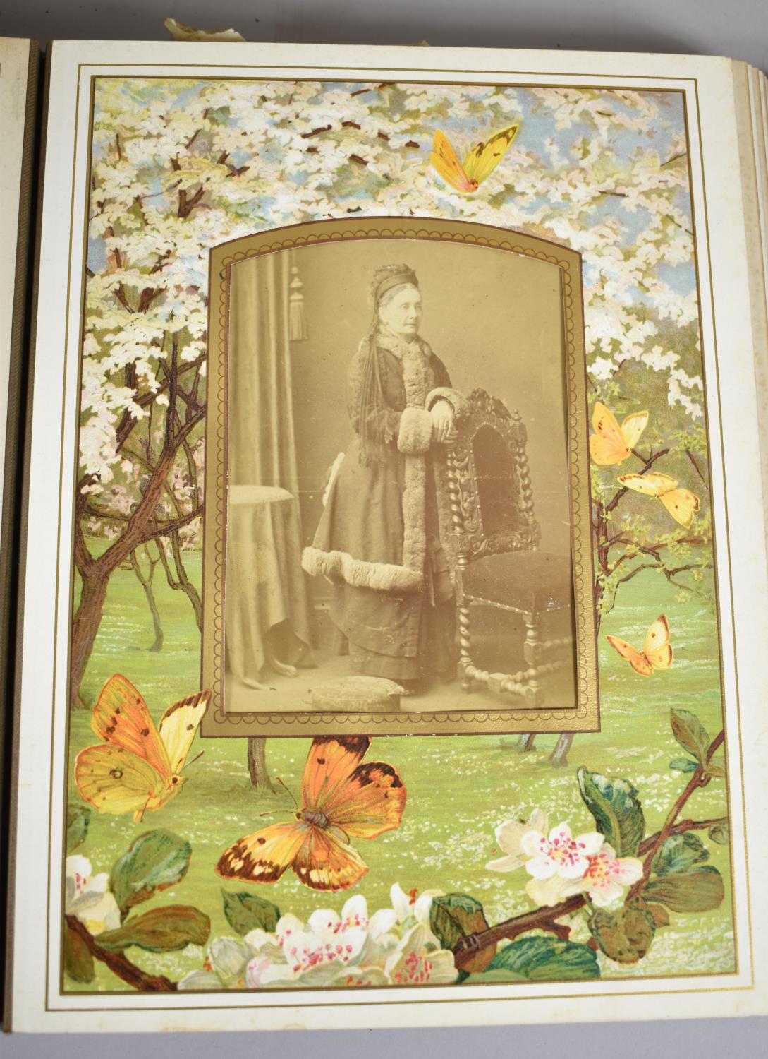 Two Victorian Photograph Albums and Contents, "The Butterfly Album" with Coloured Plates and a - Image 4 of 6