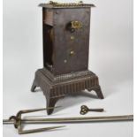 A Georgian Cast Iron Clockwork Roasting Spit with Brass Carrying Handle, Complete with Key, 39cm