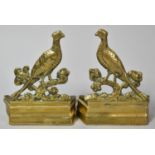 A Pair of 19th Century Brass Pheasant Ornaments, 11cms High