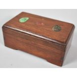 A Chinese Hardwood Rectangular Box with Jade and Hardstone Cabochons to Lid, 1 Missing, 15cme Wide