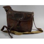 A Vintage Atkins Leather Cartridge Bag, Monogrammed HL, 29cm wide