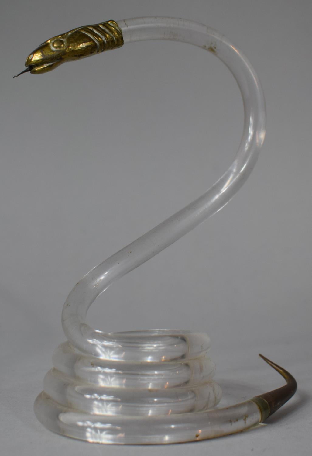 A Brass and Perspex Study of a Coiled Snake, 16cm high