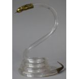 A Brass and Perspex Study of a Coiled Snake, 16cm high