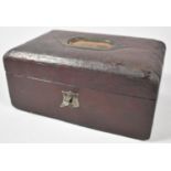 An Edwardian Leather Cased Jewellery Box with Inset Handle to Hinged Lid and Removable Tray, 20cm