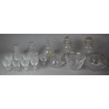 A Collection of Glassware to include Sherries, Noggin Decanters, Bowls Etc