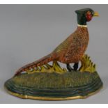 A Reproduction Cast Iron Doorstop in the Form of a Cock Pheasant, 26cm Long