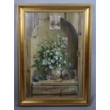 A Gilt Framed Oil on Canvas by Debora Jones, "Cupboard with Daisies and Marbles", 75cm x 50cm