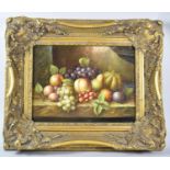 A Reproduction Heavy Gilt Framed Textured Print, Still Life Fruit, 39cm wide