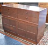 A 1970's Side Cabinet with Four Drawers and Cupboard Base, 102cm Long