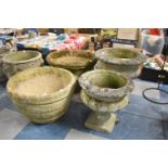 A Collection of Four Various Reconstructed Stone Planters, the Largest 47cm diameter