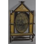 An Edwardian Bamboo Wall Hanging Hall Mirror Shelf of Architectural Form, 35cm wide, For Restoration
