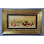 A Gilt Framed Oil on Board, Still Life Cherries, Signed Piero Antonelli 1970, 28.5cm wide