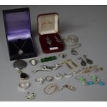 A Collection of Silver and White Metal Items to Include Seven Pairs of Silver and Jewel Drop