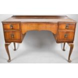 A Mid 20th Century Walnut Dressing Table Base with Long Centre Drawer Flanked by Two Short Drawers