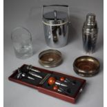 A Collection of Various Drinking Ephemera to Include Silver Plated Elkington Cocktail Shaker,