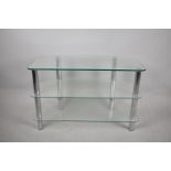 A Modern Three Tier Perspex and Chrome TV/DVD Stand, 80cm wide