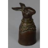 A Bronze Candle Snuff with Rabbit Head Finial, 6cm high