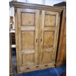 A Continental Wardrobe with Two Panelled Doors and Single Long Drawer to Base, 132cm Wide