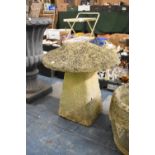 A Reconstituted Stone Garden Ornament in the Form of a Staddle Stone, 48cm diameter