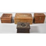 Two Potpourri Wooden Boxes Inlaid Card Box and a Money Box
