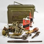 A Vintage Ammunition Box Containing Gun Cleaning Equipment