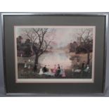 A Framed Artist Proof Print, Helen Bradley, "Our Picnic" , 60cm wide with Artists Proof Stamps