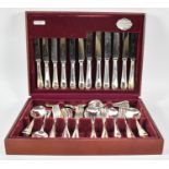 A Modern Mahogany Cased Cooper Ludlam Canteen of Cutlery