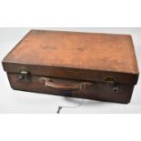 A Nice Quality Leather Suitcase with Key, 56cm Wide