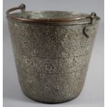 An Indian Silver Plated Bucket with Hammered and Engraved Decoration, 26cm Diameter