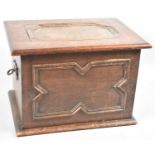 An Early 20th Century Oak Panelled Lift Top Coal Box with Iron Ring Carrying Handles and Metal