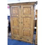 A Continental Wardrobe with Two Panelled Doors and Single Long Drawer to Base, 132cm Wide