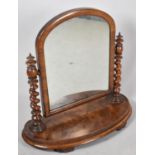 A Victorian Mahogany Dressing Table Mirror with Barley Twist Supports on Plinth Base, 67cm Wide